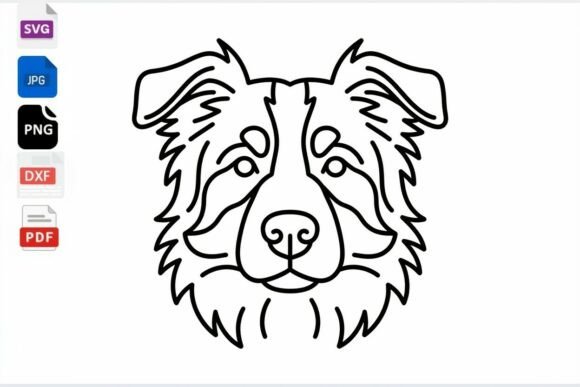 Australian Shepherd Dog Face Line Art