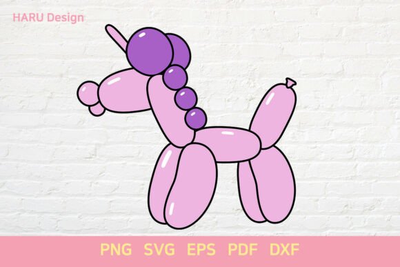 Balloon Dog Outline Colorful Unicorn