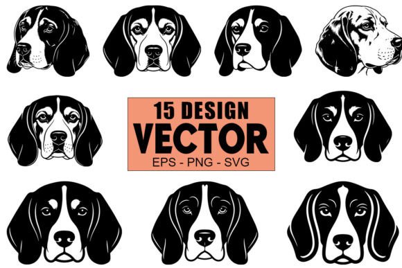Beagle Dog Head Vector Bundle