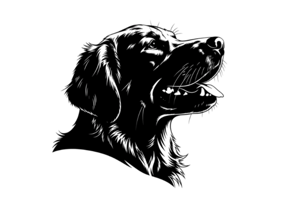 Black Retriever Dog Head Silhouette