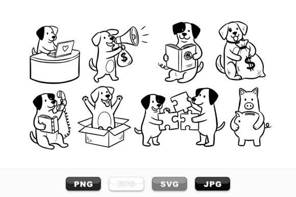 Cute Business Dog Clipart Set