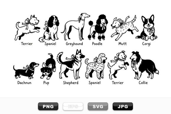 Cute Dog Breed Clipart Set