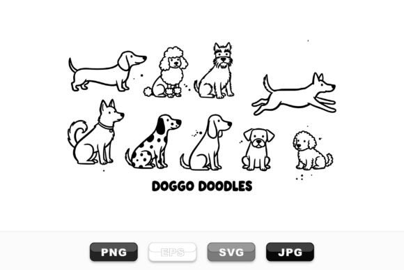 Cute Dog Doodles Clipart Set