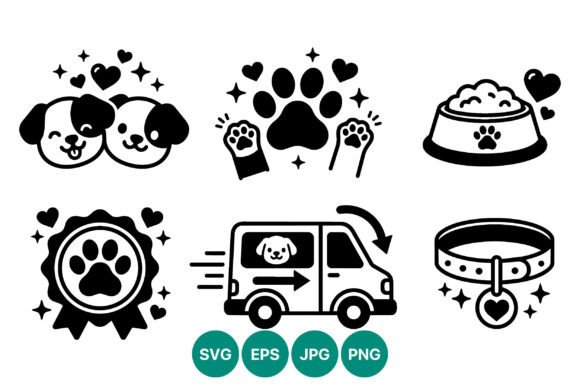 Cute Dog Paw Icons Vector Art