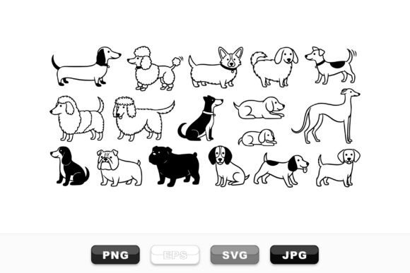Cute Hand Drawn Dog Silhouettes