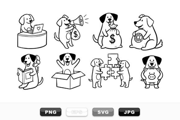 Cute Office Dog Clipart Set