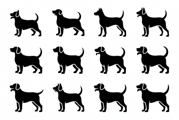 Dog Breed Silhouettes Clipart Vector