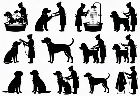 Dog Grooming Silhouettes Bundle