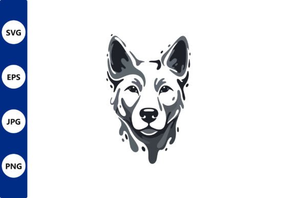Dog Head Vector Art Grayscale