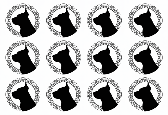 Dog Silhouette Clipart Black Frame Art