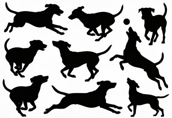 Dog Silhouette Clipart Running Jumping