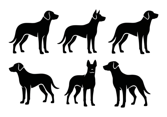 Dog Silhouettes Clipart, Vector Dog