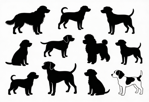 Dog Silhouettes Vector Graphics