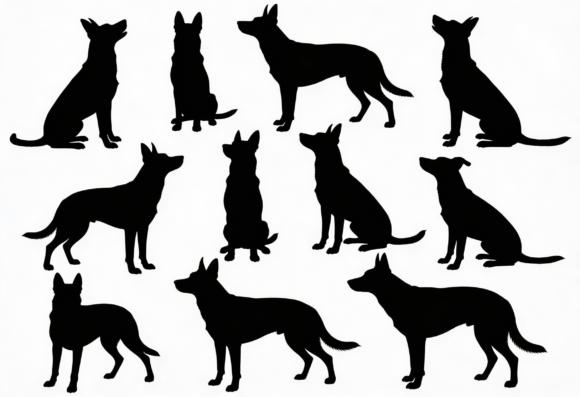 Dog Silhouettes Vector Pack Multiple
