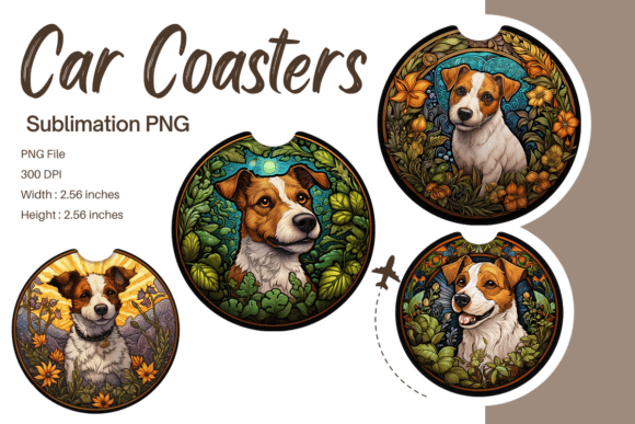 Dog Stained Glass Car Coaster Keychain