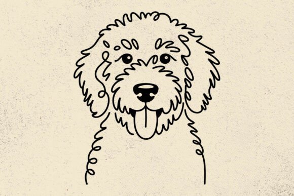 Goldendoodle Dog Minimal Line Art