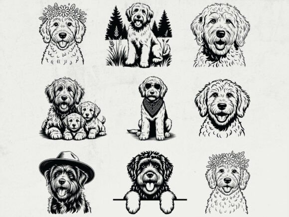 Goldendoodle Silhouette Bundle, Dog