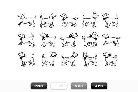 Hand Drawn Dog Silhouettes Set