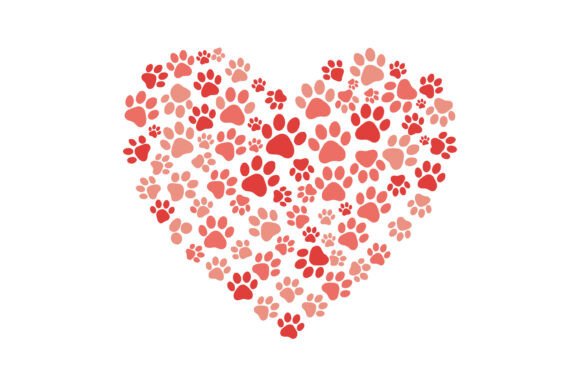 Paw Print Heart Love Shape Svg