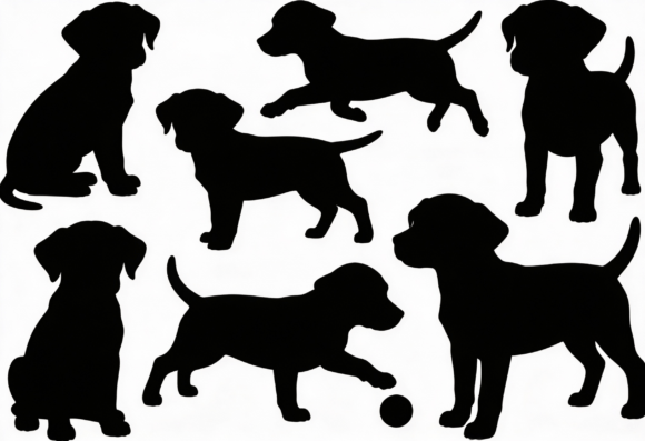 Puppy Dog Silhouettes Clipart
