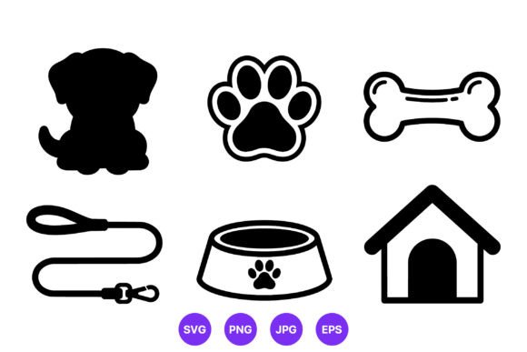 Puppy Paw Bone Leash Bowl Dog House