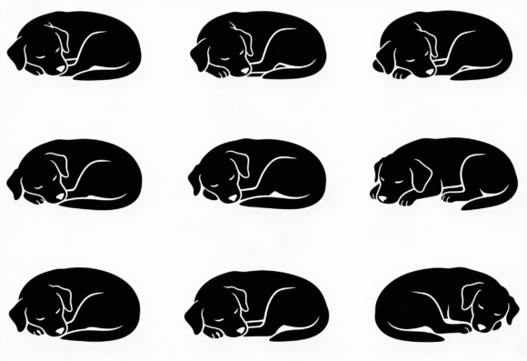 Sleeping Dog Silhouette Clipart Bundle